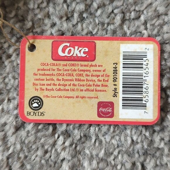 Coca Cola & Boyds Bears Plush Ornament With Original Tag - Picture 7 of 11